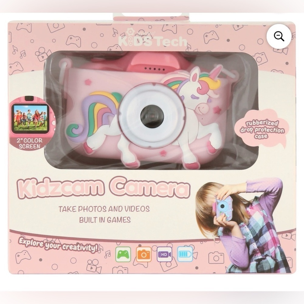 Vivitar Kidzcam Camera for Kids, Unicorn with 1080p Video and Games, Pink